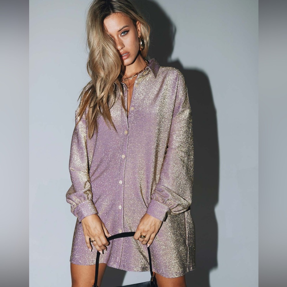 Princess Polly Shimmery Shirt Dress